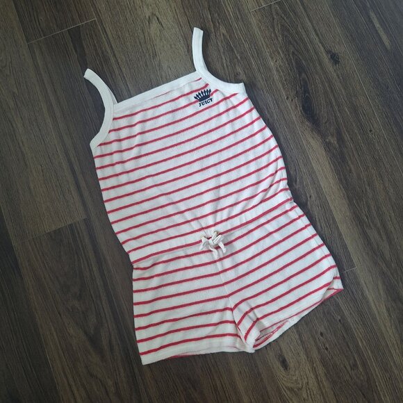 💙 Juicy Couture Girls Soft Romper Size L Girly Striped Beach Summer Fun Outfit - Picture 2 of 8